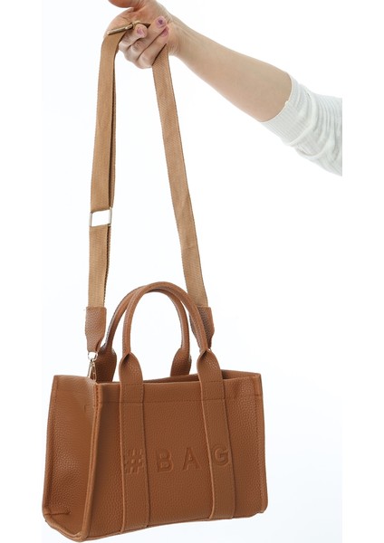 Kahverengi Deri Mini Tote Çanta
