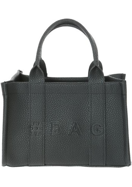 Siyah Deri Mini Tote Çanta
