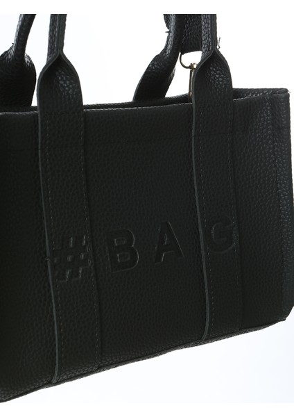 Siyah Deri Mini Tote Çanta