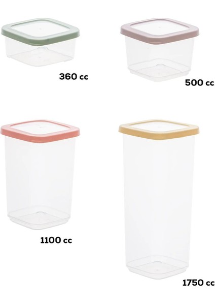 1036 48 Li Etiketli Renkli Kapaklı Çeyiz Seti Gıda Erzak Saklama Kabı Seti 12X(360-500-1100-1750)CC