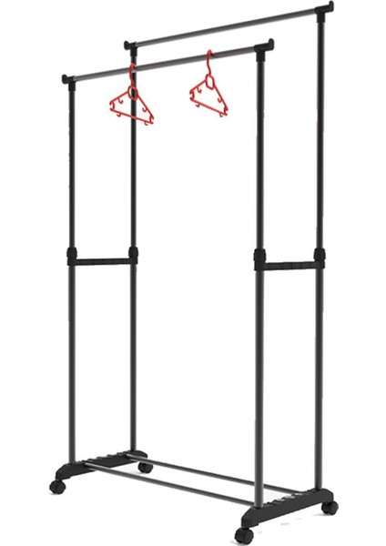 Perillas 18004 Shore Yükseklik Ayarlı Tekerlekli Eşek Metal Askılık - Vestiyer Portmanto