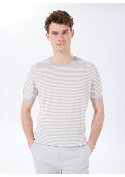 Bisiklet Yaka Basic Çizgili Gri Erkek Kazak F5SM-KZK 2048 modelleri