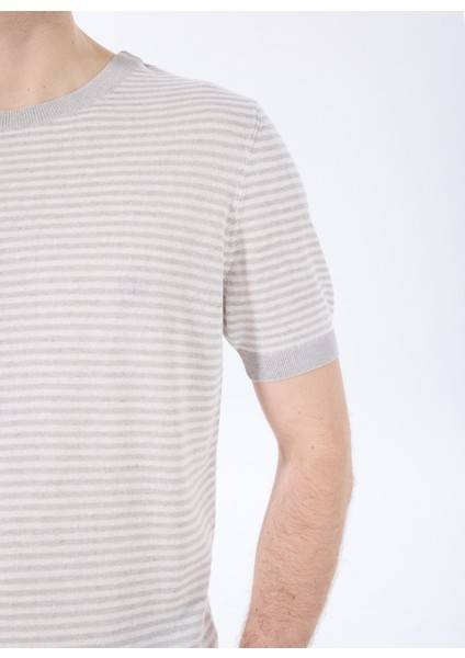 Bisiklet Yaka Basic Çizgili Gri Erkek Kazak F5SM-KZK 2048 fırsatları