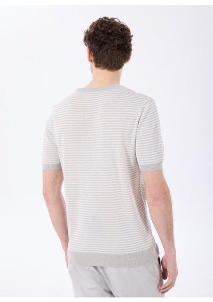 Bisiklet Yaka Basic Çizgili Gri Erkek Kazak F5SM-KZK 2048 indirimleri