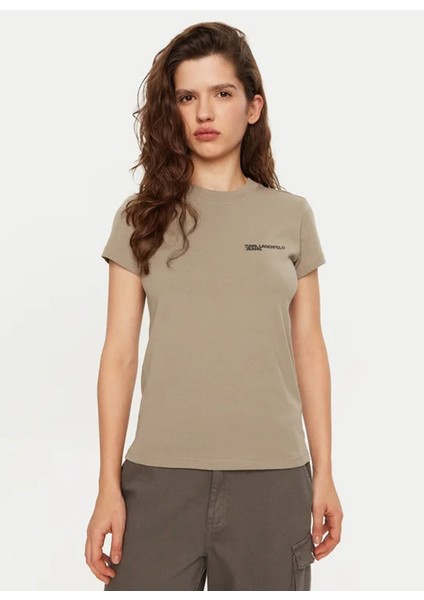 Jeans Bisiklet Yaka Düz Deve Tüyü Kadın T-Shirt A1W17004 fiyatları