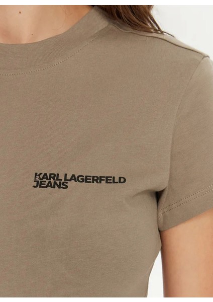 Jeans Bisiklet Yaka Düz Deve Tüyü Kadın T-Shirt A1W17004 modelleri