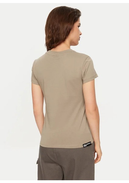 Jeans Bisiklet Yaka Düz Deve Tüyü Kadın T-Shirt A1W17004 fırsatları