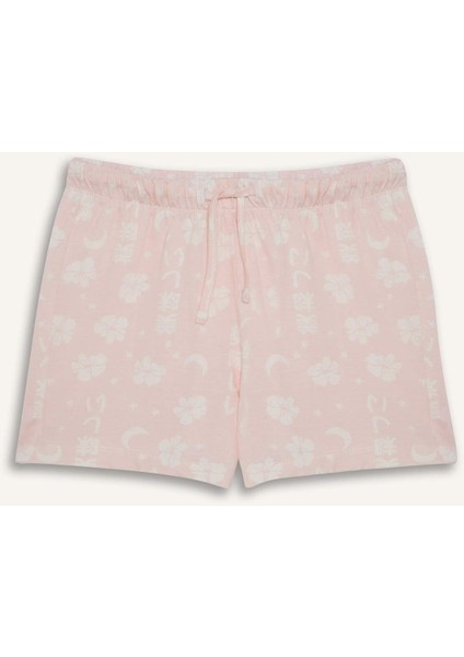Kız Çocuk Pijama Takımı Baskılı Kısa Kollu Üst Desenli Şort E0545A825HS