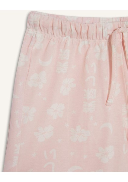 Kız Çocuk Pijama Takımı Baskılı Kısa Kollu Üst Desenli Şort E0545A825HS