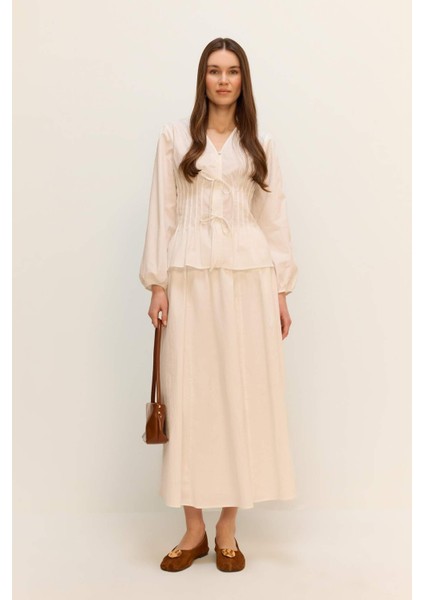 A Kesim Basic Düz Poplin Maxi Tesettür Etek E7453AX25SM