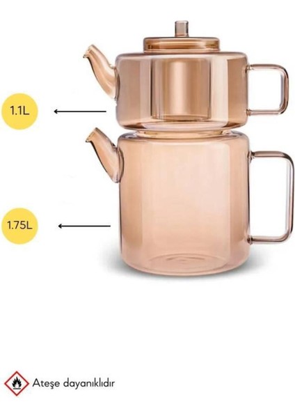 Tobby Amber Borosilikat Çaydanlık 1.1l 1.75L