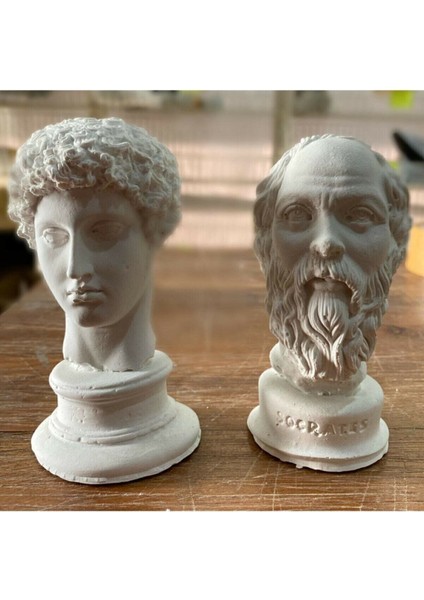 Hermes ve Socrates Beyaz Heykel Büst 2'li Kutulu ve Patpata Sarılı Gönderim fiyatları