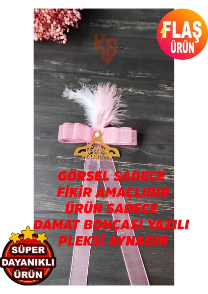 Özel Tasarım Pleksi Gelin Bohçası Yazısı Bohça Süsü 8 cm 10 Adet