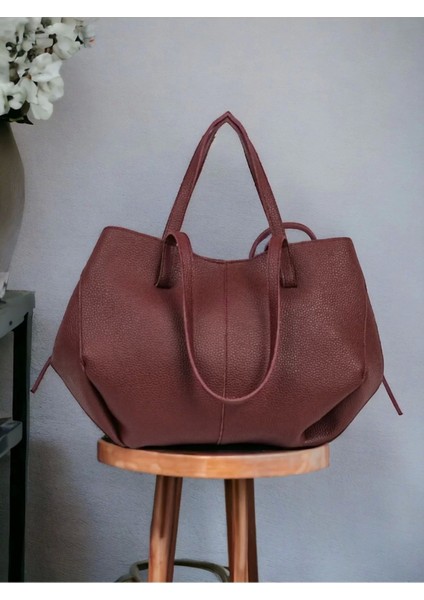 Robin Bordo Big Shopper Cüzdanlı Kadın Omuz Çantası