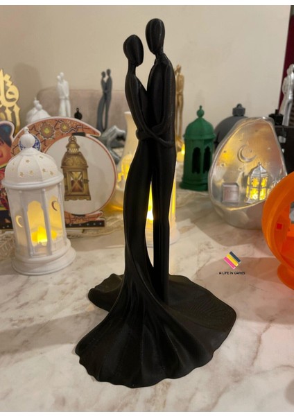 Romantik Çift Biblo - 20 cm Şık ve Modern Masaüstü Biblo Dekorasyon Hediye Figür Ev Ofis modelleri
