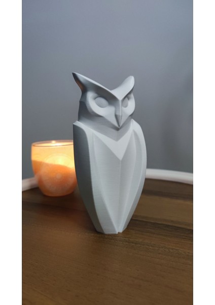 Beyaz Modern Baykuş Dekorasyon Hediyelik Biblo Plastik 16 cm