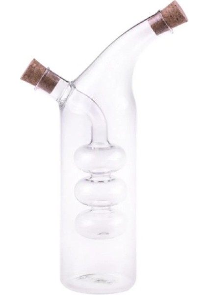 Cam 2'si 1 Arada Yağdanlık Sirkelik 300 ml Çift Bölmeli Mantar Tıpa