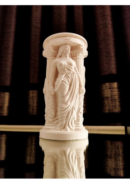 Antik Yunan Karyatid Kadın Figürlü Sütun Biblo Seti | Dekoratif Tanrıça Heykel Kolonlar
