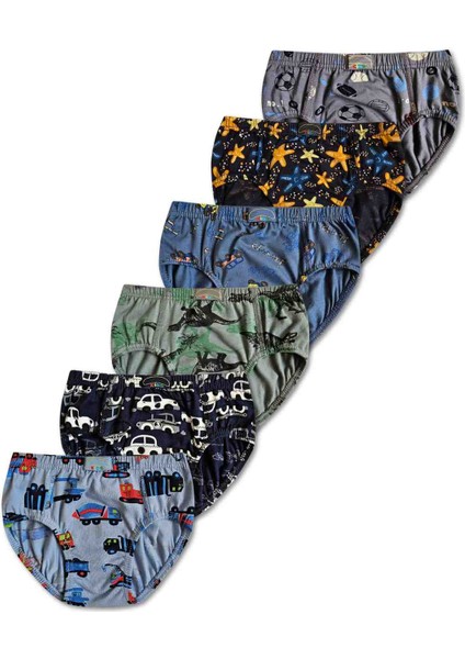 Erkek Çocuk Karışık Desenli Slip Külot Iç Çamaşır 6lı Set