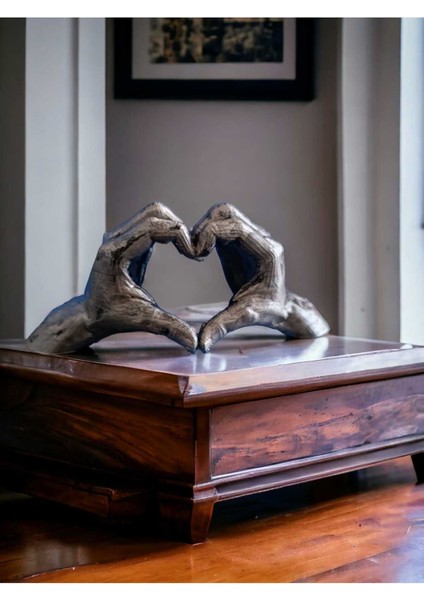 Gümüş Eller Romantik Hediye - Sevgililer Günü, Aşıklar Kalp, Televizyon Arkası Dekor Biblo Süs indirimleri