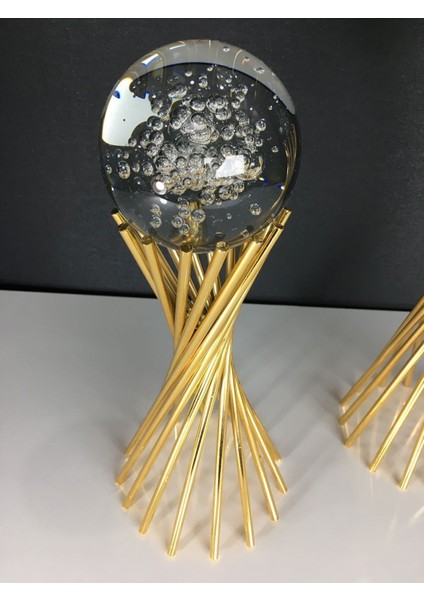 Gold Kabarcık Küre 2'li Metal Biblo Obje Ev Aksesuar Masa Konsol Orta Sehpa Dresuar Salon Ofis Deko modelleri