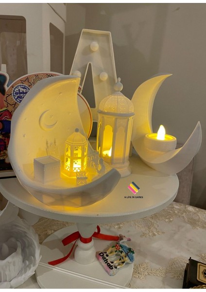 Ramazan Namaz Kabe Temalı Ay Şehri - Rahleli Bayram Hediyesi LED Işıklı Fanos | Şık Dekor 15 cm modelleri