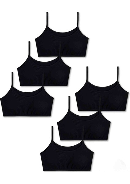 %95 Pamuklu Kız Çocuk Likralı Penye Ince Askılı Pedli Alıştırma Sütyeni Yarım Atlet 6lı Set