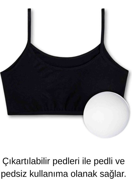 %95 Pamuklu Kız Çocuk Likralı Penye Ince Askılı Pedli Alıştırma Sütyeni Yarım Atlet 6lı Set fiyatları