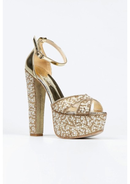 Kadın Moda Ayna Full Inci Taşlı Çapraz Klasik Topuklu Platformlu Düğün Nişan Gece Abiye Ayakkabısı fiyatları