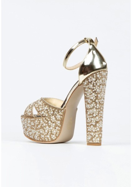 Kadın Moda Ayna Full Inci Taşlı Çapraz Klasik Topuklu Platformlu Düğün Nişan Gece Abiye Ayakkabısı modelleri