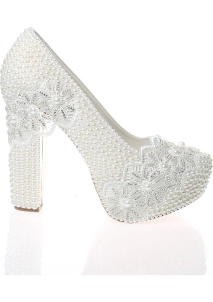 Kadın Moda Beyaz Sedef Inci Taş Işlemeli Gelin Ayakkabı Topuklu Düğün Nişan Gece Abiye Ayakkabısı fırsatları