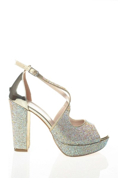 Kadın Moda Şık Gold Topuklu Zarif Tasarım Yüksek Topuk Düğün Nişan Gece Abiye Ayakkabısı fırsatları