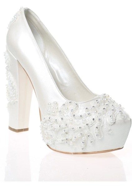 Kadın Moda Beyaz Sedef Inci Taş Işlemeli Gelin Ayakkabı Topuklu Düğün Nişan Gece Abiye Ayakkabısı fiyatları