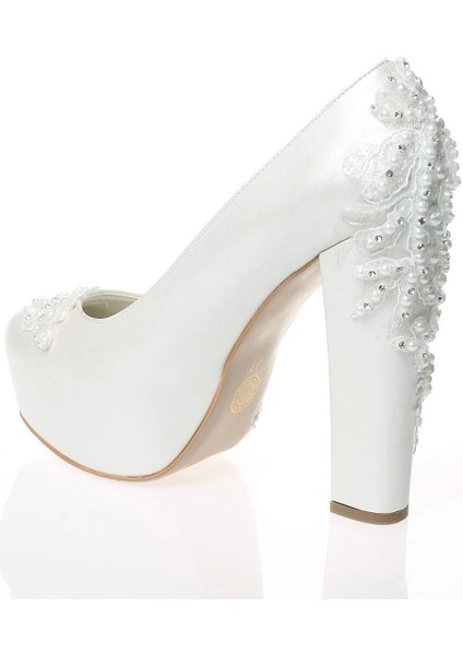 Kadın Moda Beyaz Sedef Inci Taş Işlemeli Gelin Ayakkabı Topuklu Düğün Nişan Gece Abiye Ayakkabısı modelleri