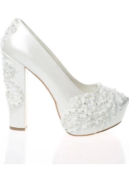 Kadın Moda Beyaz Sedef Inci Taş Işlemeli Gelin Ayakkabı Topuklu Düğün Nişan Gece Abiye Ayakkabısı fırsatları