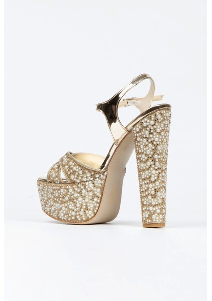 Kadın Moda Ayna Full Inci Taşlı Çapraz Klasik Topuklu Platformlu Düğün Nişan Gece Abiye Ayakkabısı modelleri