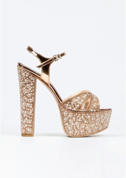 Kadın Moda Ayna Full Inci Taşlı Çapraz Klasik Topuklu Platformlu Düğün Nişan Gece Abiye Ayakkabısı fırsatları