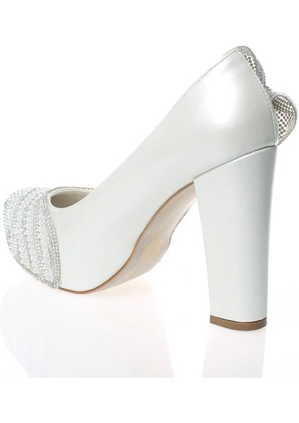 Kadın Moda Beyaz Sedef Inci Taş Işlemeli Gelin Ayakkabı Topuklu Düğün Nişan Gece Abiye Ayakkabısı modelleri