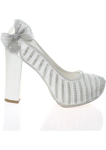 Kadın Moda Beyaz Sedef Inci Taş Işlemeli Gelin Ayakkabı Topuklu Düğün Nişan Gece Abiye Ayakkabısı fırsatları