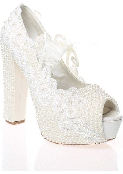 Kadın Moda Şık Sedef Inci Taş Işlemeli Gelin Ayakkabı Topuklu Düğün Nişan Gece Abiye Ayakkabısı fiyatları