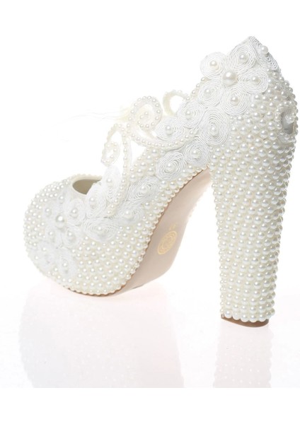 Kadın Moda Şık Sedef Inci Taş Işlemeli Gelin Ayakkabı Topuklu Düğün Nişan Gece Abiye Ayakkabısı modelleri