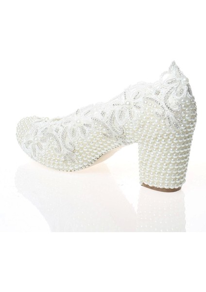 Kadın Moda Şık Sedef Inci Taş Işlemeli Gelin Ayakkabı Topuklu Düğün Nişan Gece Abiye Ayakkabısı modelleri