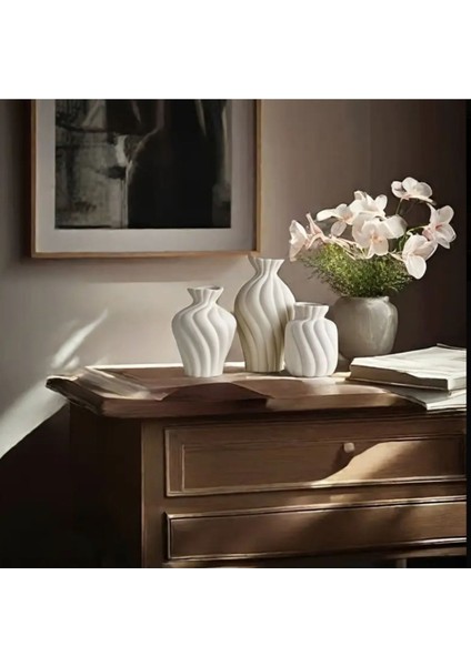 Su Dalgası Modeli Bohem Vazo Set/ Dekoratif Vazo Set fırsatları