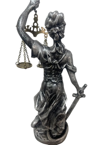 Adalet Terazisi Gümüş Renginde 23 cm Themis Heykeli fırsatları