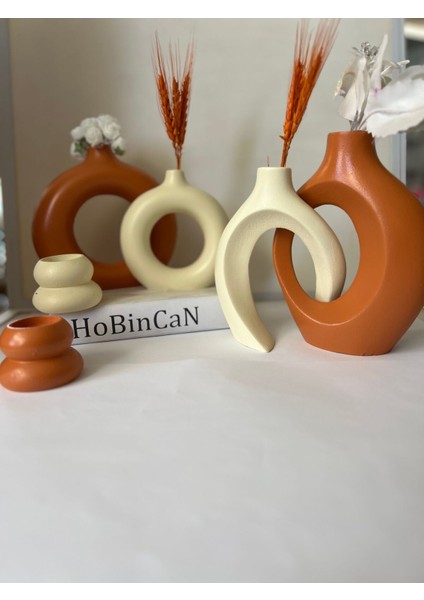 Kiremit Sevgili Vazo Set Dekoratif Halka Mumluklu Set fırsatları