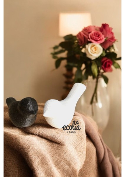 Modern Dekoratif Kuş Figürü Ikili Set - Siyah-Beyaz fırsatları