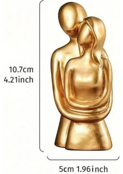 10.7 cm Gold Renk Sonsuz Aşk Sarılan Sevgili Biblosu 1 Adet Hediyelik Heykel Biblo Dekoratif Obje modelleri