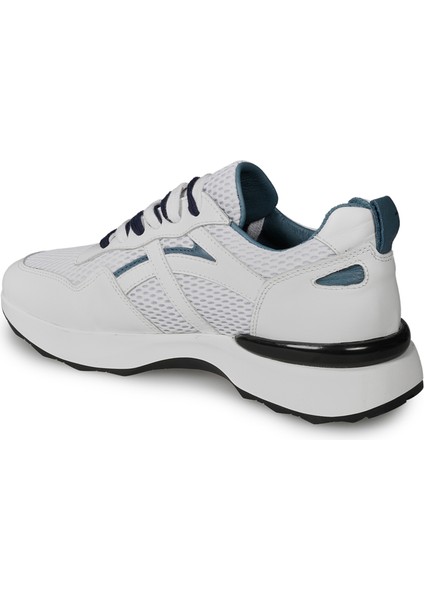 Beyaz Sneakers Deri-Tekstil Erkek Ayakkabı