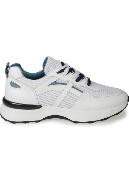 Beyaz Sneakers Deri-Tekstil Erkek Ayakkabı