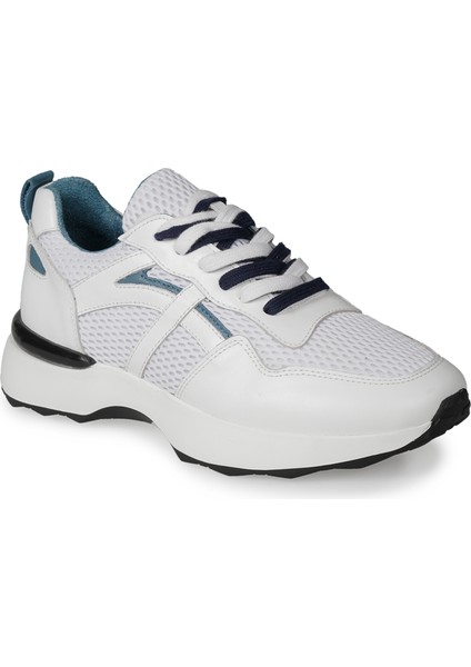 Beyaz Sneakers Deri-Tekstil Erkek Ayakkabı